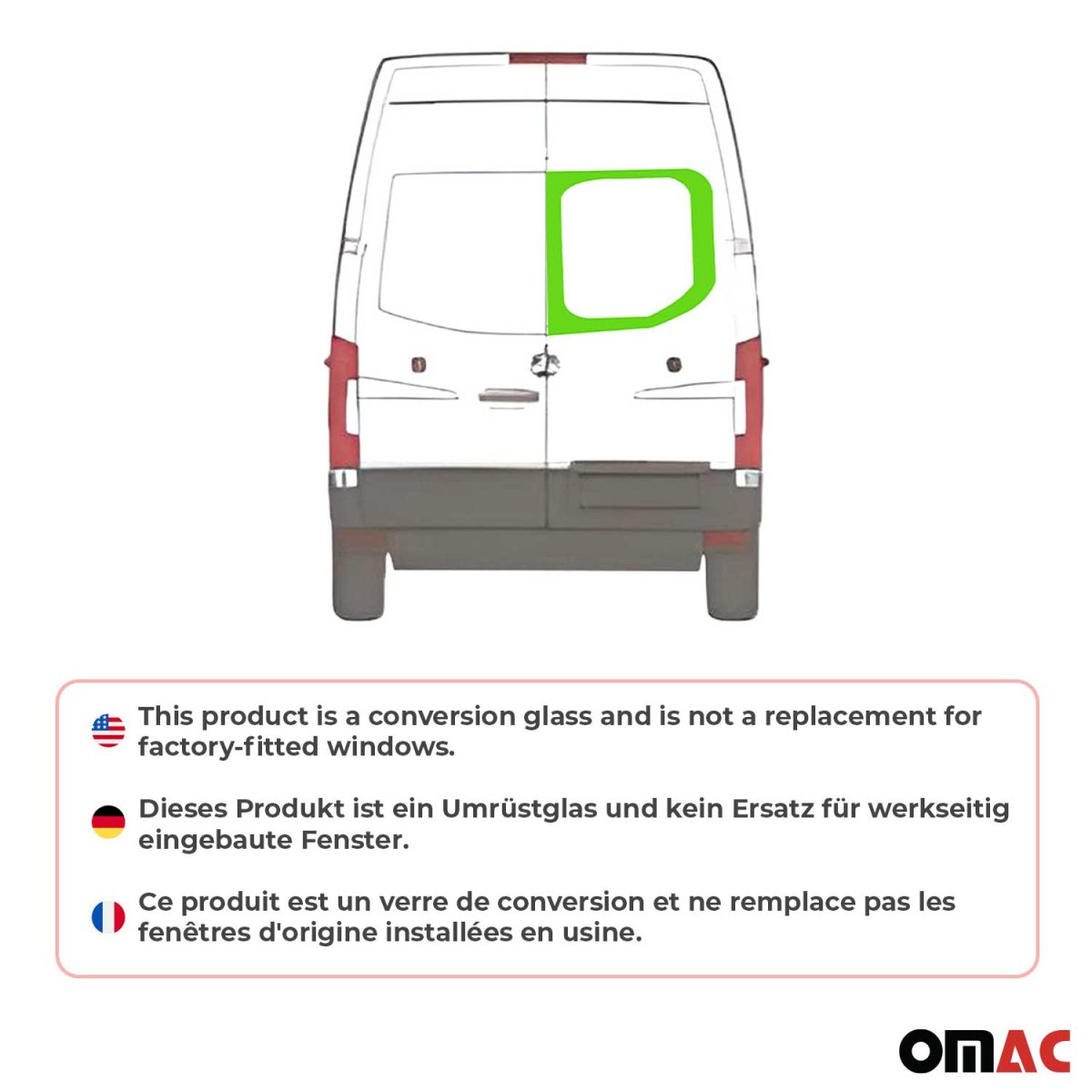 Mercedes Sprinter Barn Door Fixed Glass - Right - Omac - Galaxy - 2019
